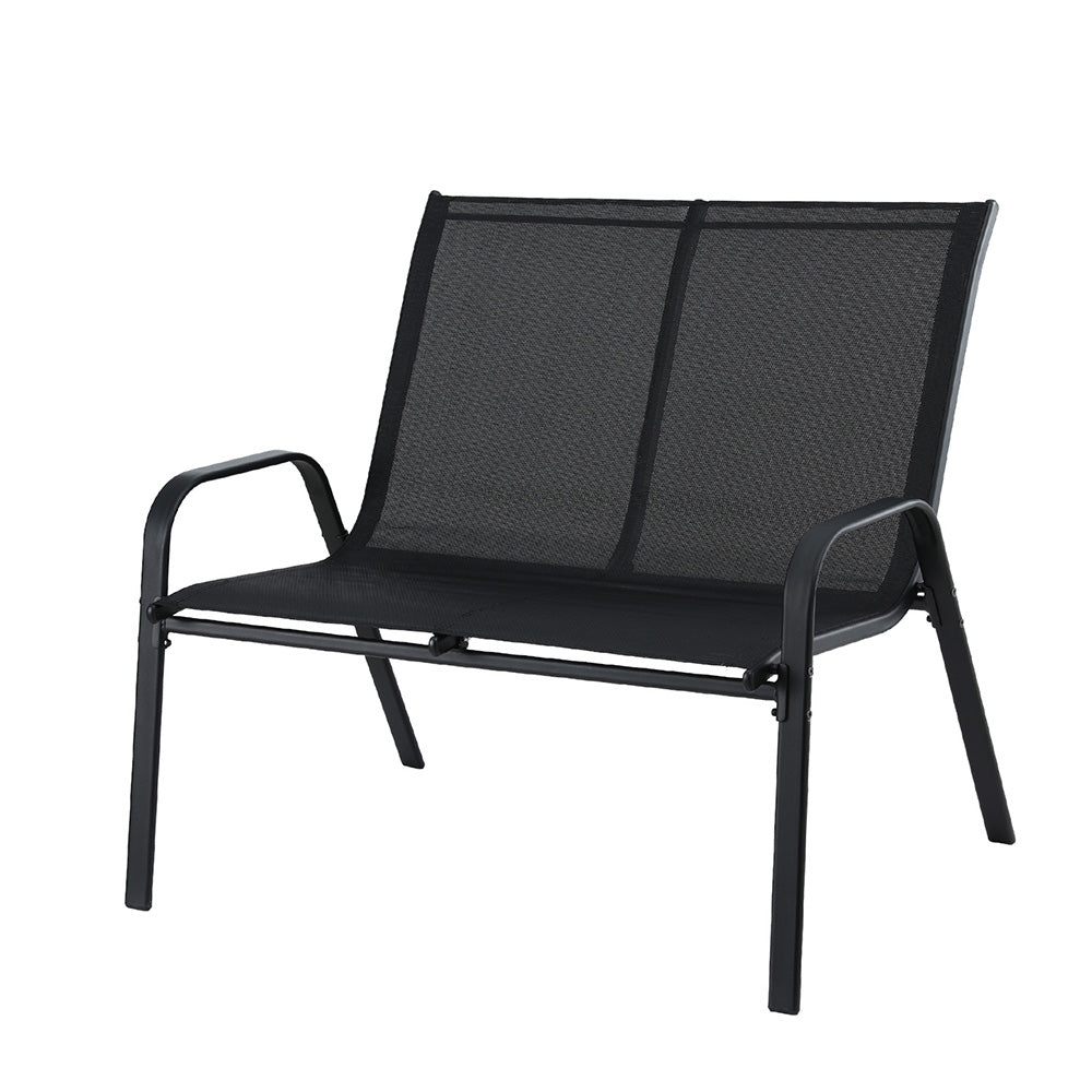 Gardeon Garden Bench Seat Steel Outdoor Patio Park Lounge Backyard Chair Black