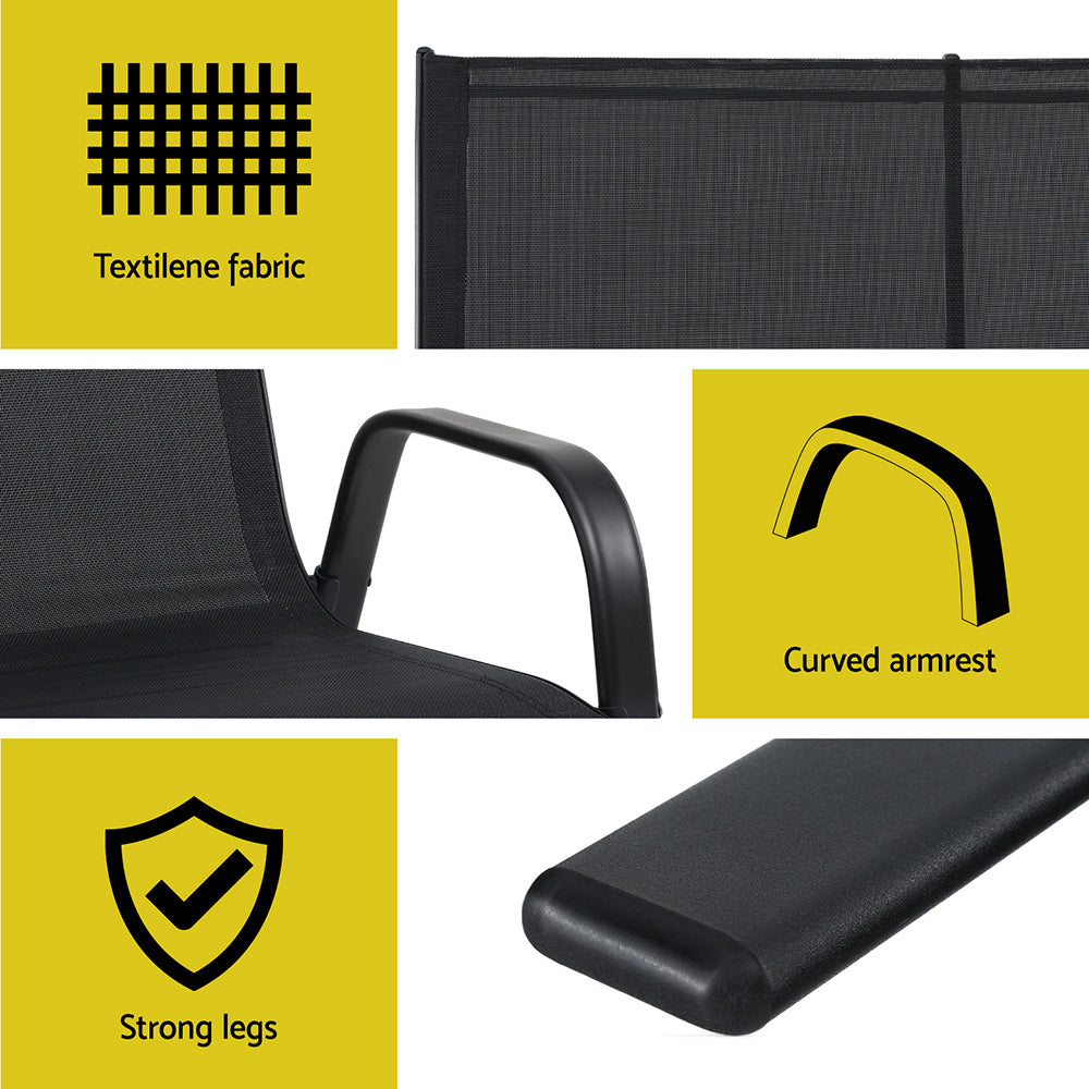 Gardeon Garden Bench Seat Steel Outdoor Patio Park Lounge Backyard Chair Black