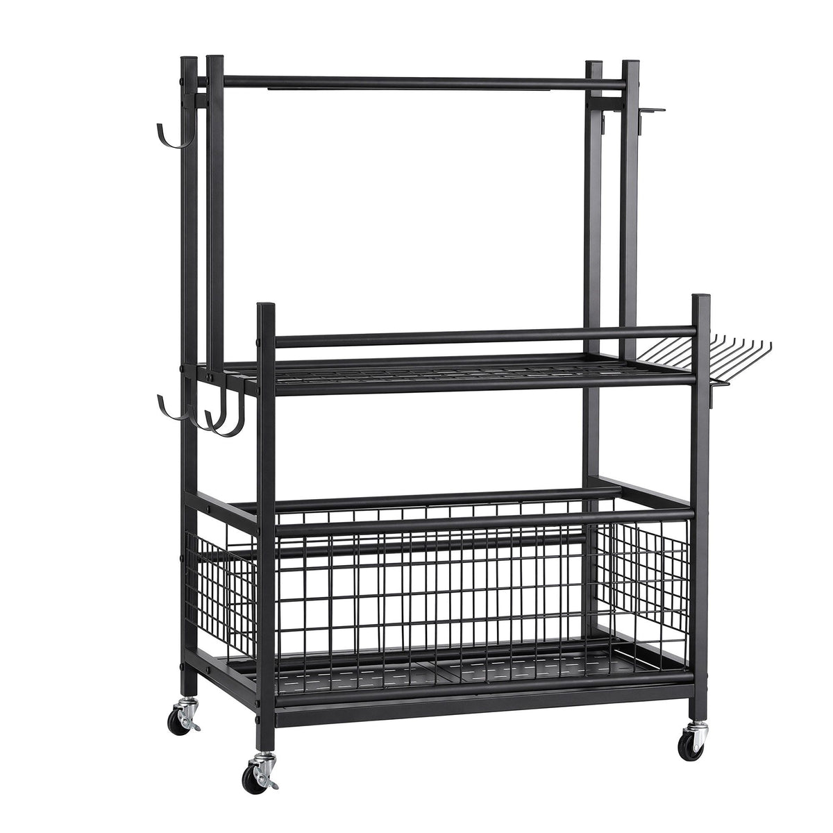 Gardeon Garden Tool Organizer Rack 16 Slots Rolling Garage Storage with Hooks