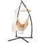 Gardeon Hammock Chair with Steel Stand Hanging Outdoor Tassel Cream