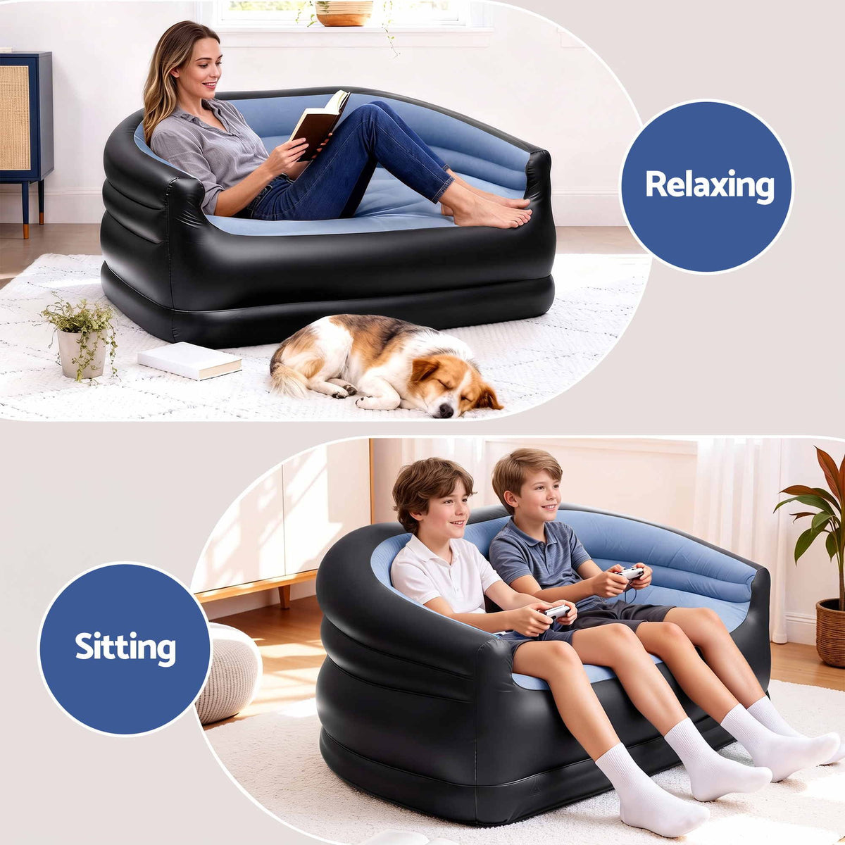 Gardeon Outdoor Air Sofa Inflatable Couch Two-Seater Lounge Chair with Pump Blow Up Couches for Camping