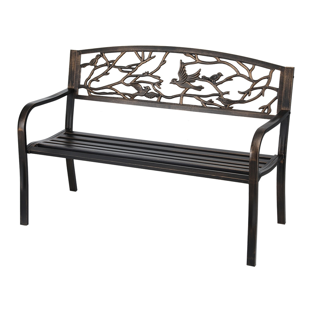 Gardeon Outdoor Bench Seat Garden Steel Outdoor Furniture 3 Seater Park Bronze