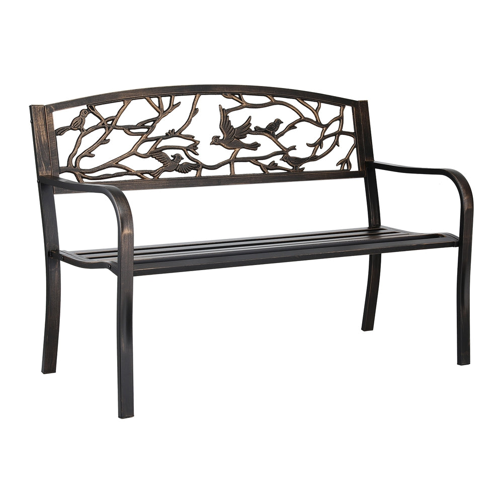 Gardeon Outdoor Bench Seat Garden Steel Outdoor Furniture 3 Seater Park Bronze