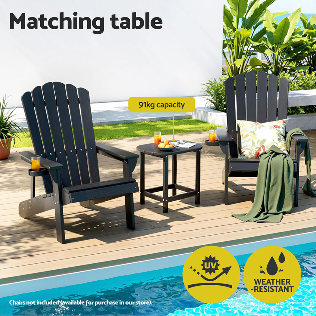 Gardeon Outdoor Coffee Side Table HDPE Desk Patio Furniture Camping Garden Black