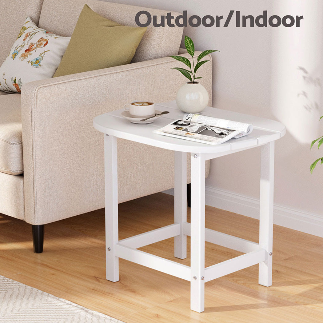 Gardeon Outdoor Coffee Side Table HDPE Desk Patio Furniture Camping Garden White