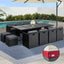 Gardeon Outdoor Dining Set 13 Piece Wicker Table Chairs Setting Black