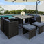 Gardeon Outdoor Dining Set 9 Piece Wicker Table Chairs Setting Black