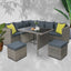Gardeon Outdoor Dining Set Aluminum Table Chairs Wicker Setting Grey