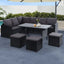 Gardeon Outdoor Furniture Dining Setting Sofa Set Lounge Wicker 9 Seater Black