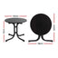 Gardeon Outdoor Side Table 80cm Folding Steel Round Bistro Desk Cafe Patio Furniture Black