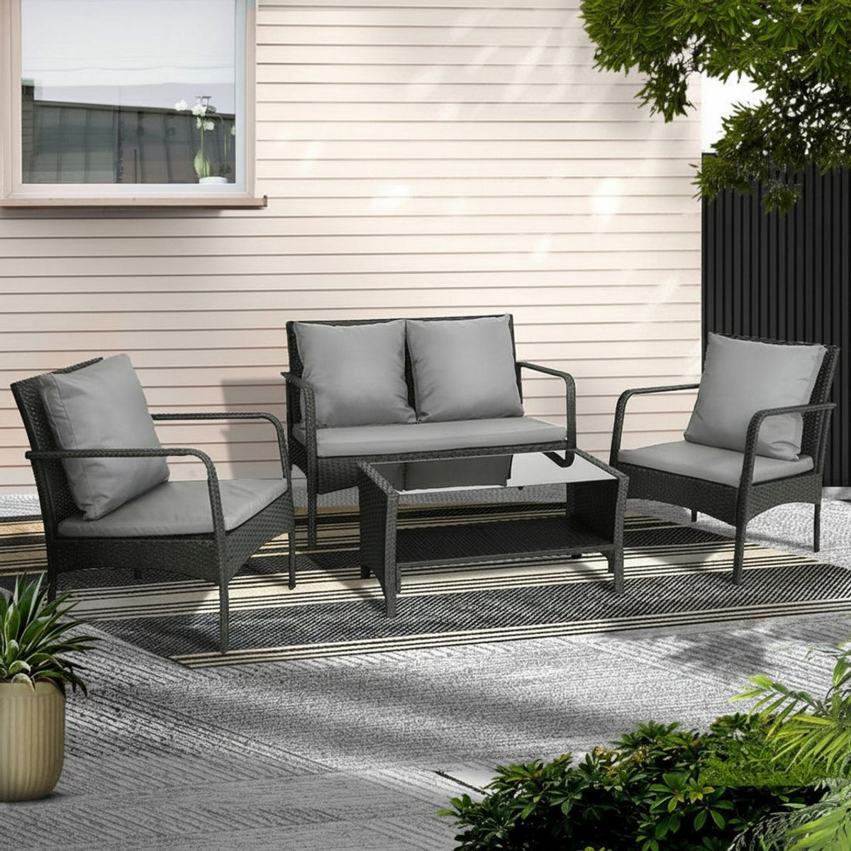 Gardeon Outdoor Sofa Set Lounge Setting Wicker Table and Chairs Garden Patio Furniture