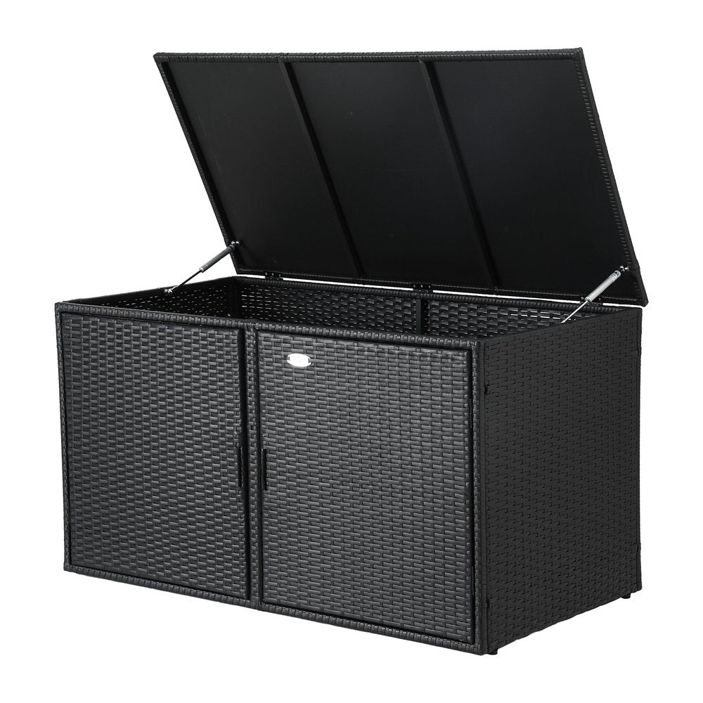 Gardeon Outdoor Storage Cabinet Box Deck Wicker Shelf Chest Garden Shed Tools Black