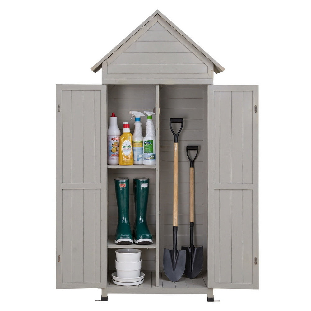Gardeon Outdoor Storage Cabinet Cupboard Lockable Tool Organizer Shed Adjustable Grey