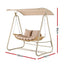 Gardeon Outdoor Swing Chair 2-Seater Rattan Seat with Canopy Beige