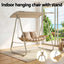 Gardeon Outdoor Swing Chair 2-Seater Rattan Seat with Canopy Beige