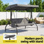 Gardeon Outdoor Swing Chair with Canopy Convertible Hanging Bed Grey