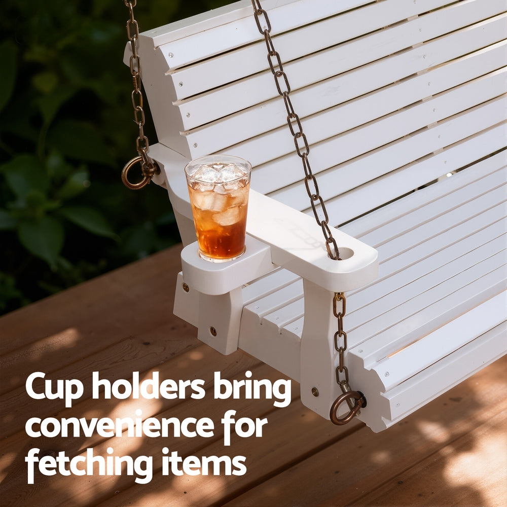 Gardeon Porch Outdoor Swing Chair With Cup Holder Wooden Furniture 2 Seater