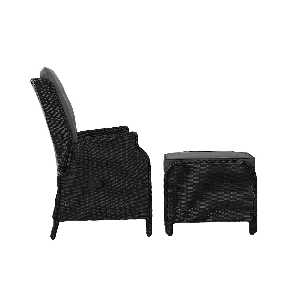 Gardeon Recliner Chair Sun lounge Wicker Lounger Outdoor Furniture Patio Adjustable Black