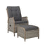 Gardeon Recliner Chair Sun lounge Wicker Lounger Outdoor Furniture Patio Adjustable Grey