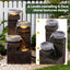 Gardeon Solar Fountain 4 Levels Cascading Bowl Water Feature 75cm Brown