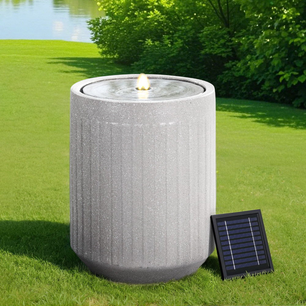 Gardeon Solar Fountain Water Feature Outdoor Fountain LED Lights Beige