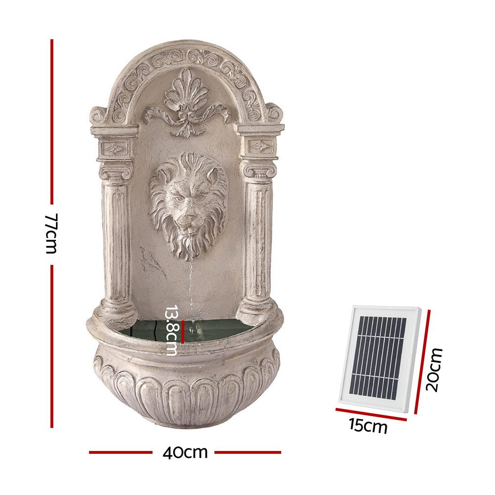 Gardeon Solar Fountain Water Feature Wall Mount Garden Fountains 77CM Beige