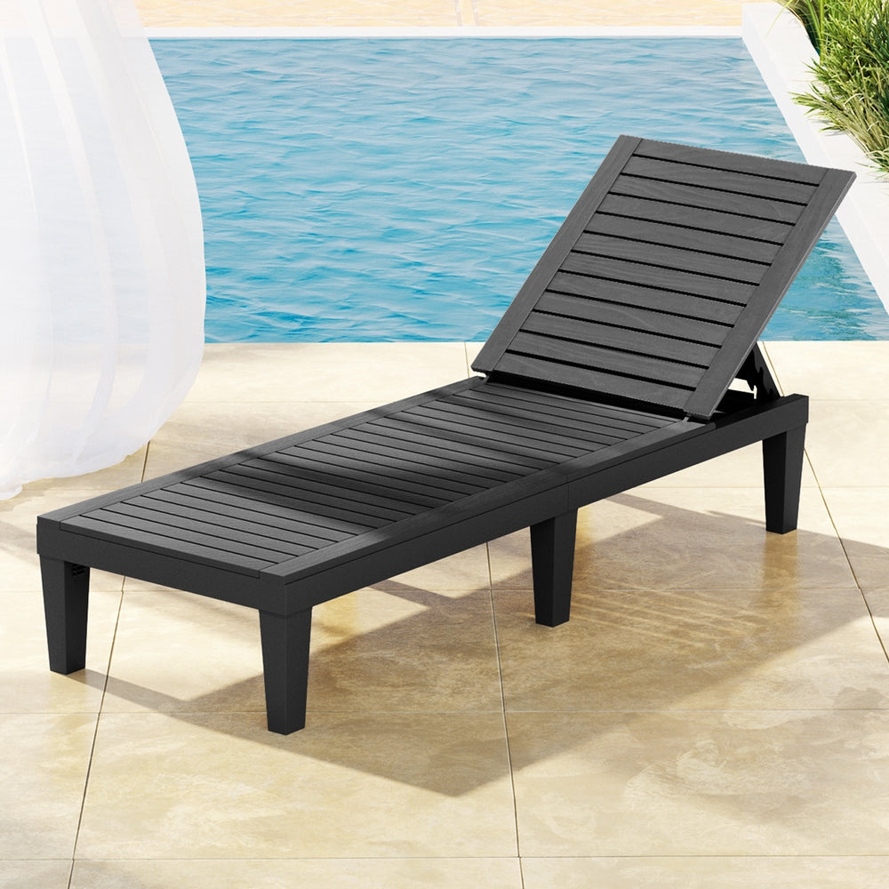 Gardeon Sun Lounge Adjustable Recliner Patio Outdoor Furniture Lightweight Black