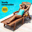 Gardeon Sun Lounge Lounger Beach Chair HDPE Patio Outdoor Furniture with Wheels Brown
