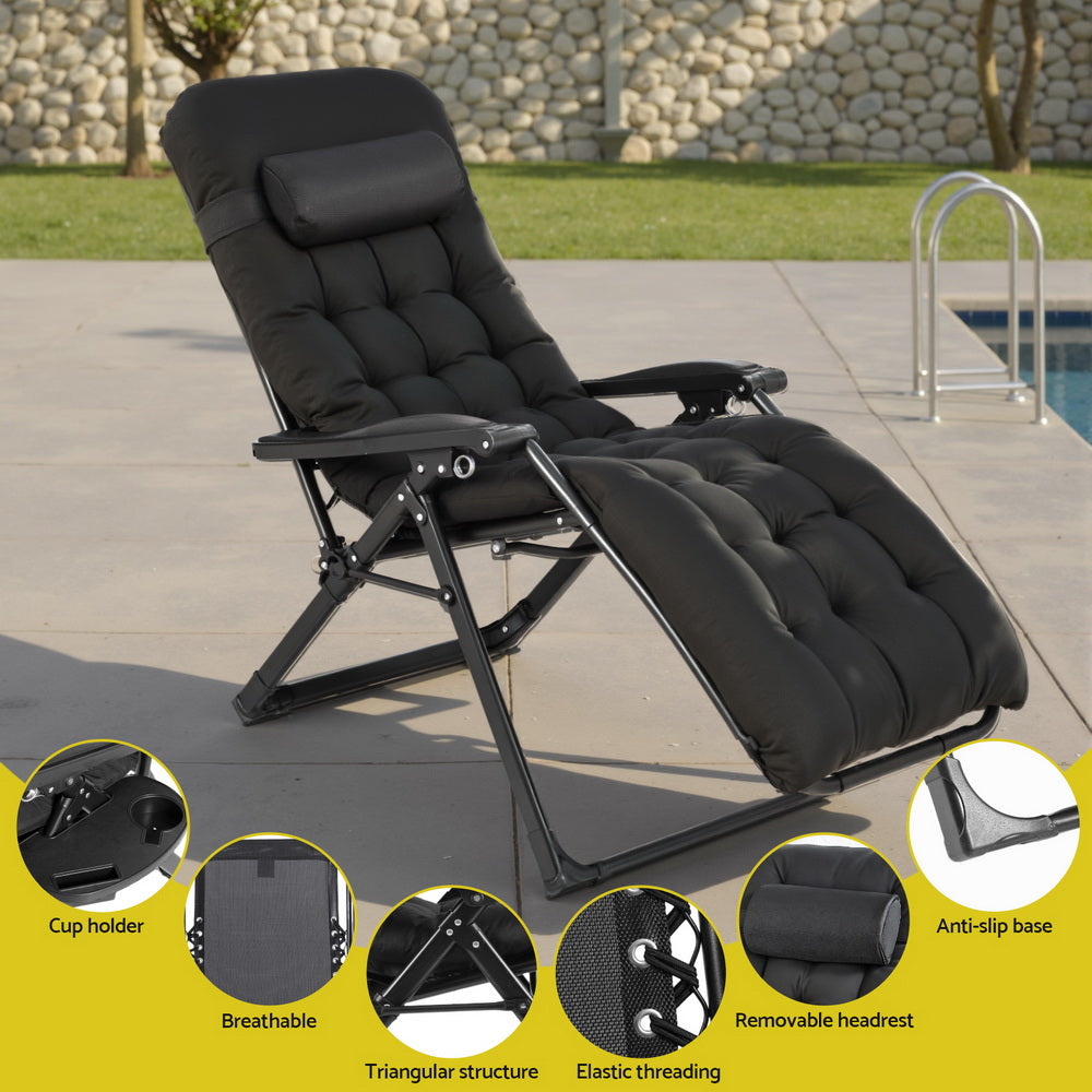 Gardeon Sun Lounge Lounger Folding Camping Zero Gravity Chair Outdoor Furniture