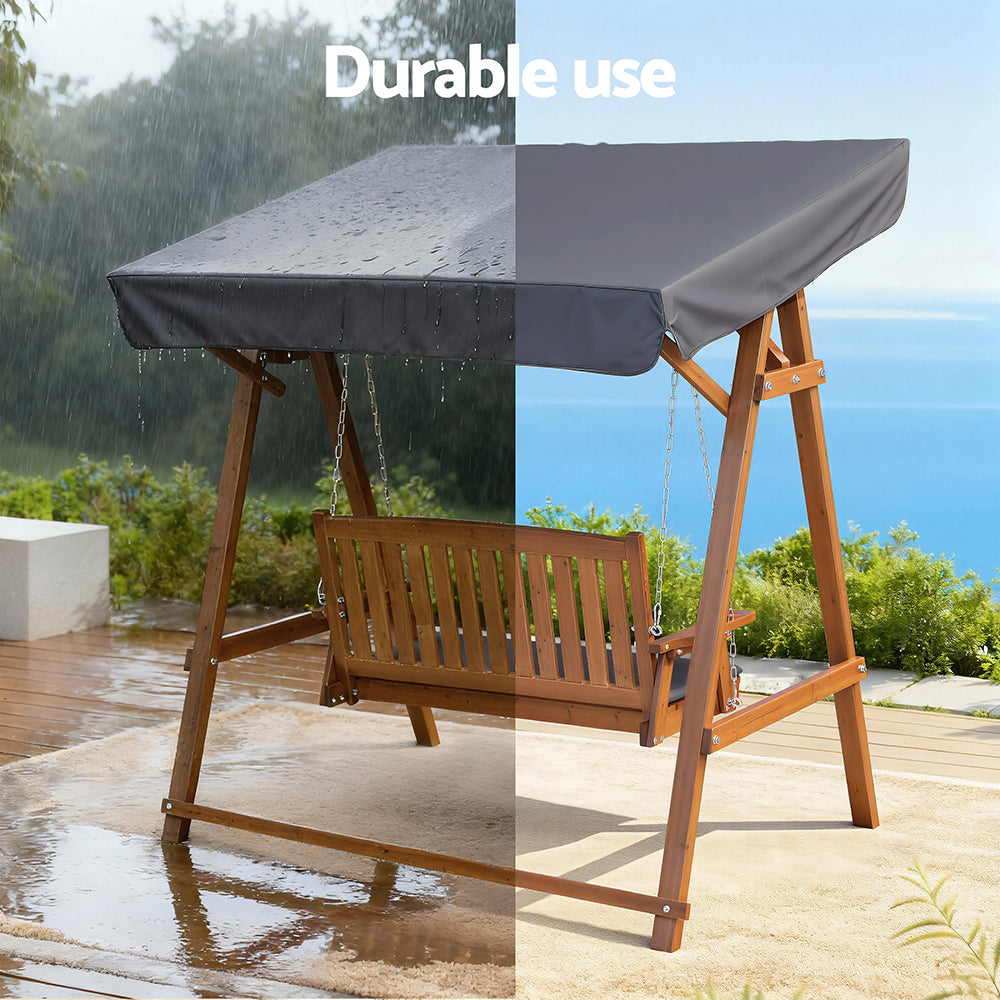 Gardeon Swing Chair Wooden Garden Bench Canopy 2 Seater Outdoor Furniture