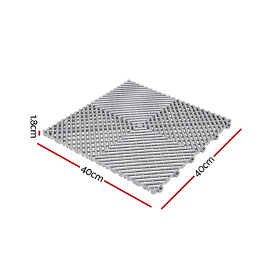 Giantz 20PCS Garage Floor Tiles Interlocking Drainage Non-Slip Tiles Heavy Duty for Workshop Grey