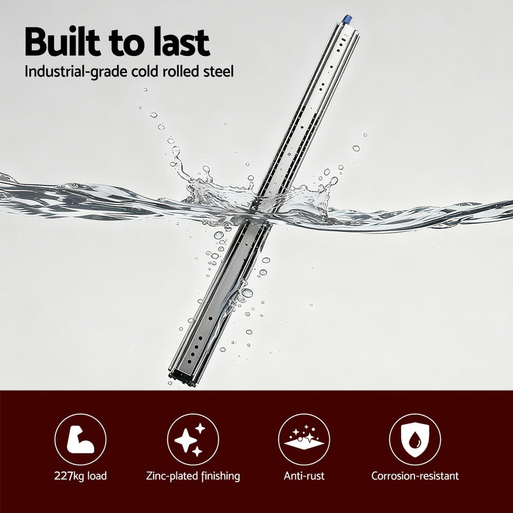 Giantz 2x Drawer Slides Full Extension Locking 227kg 1524-3048mm Length