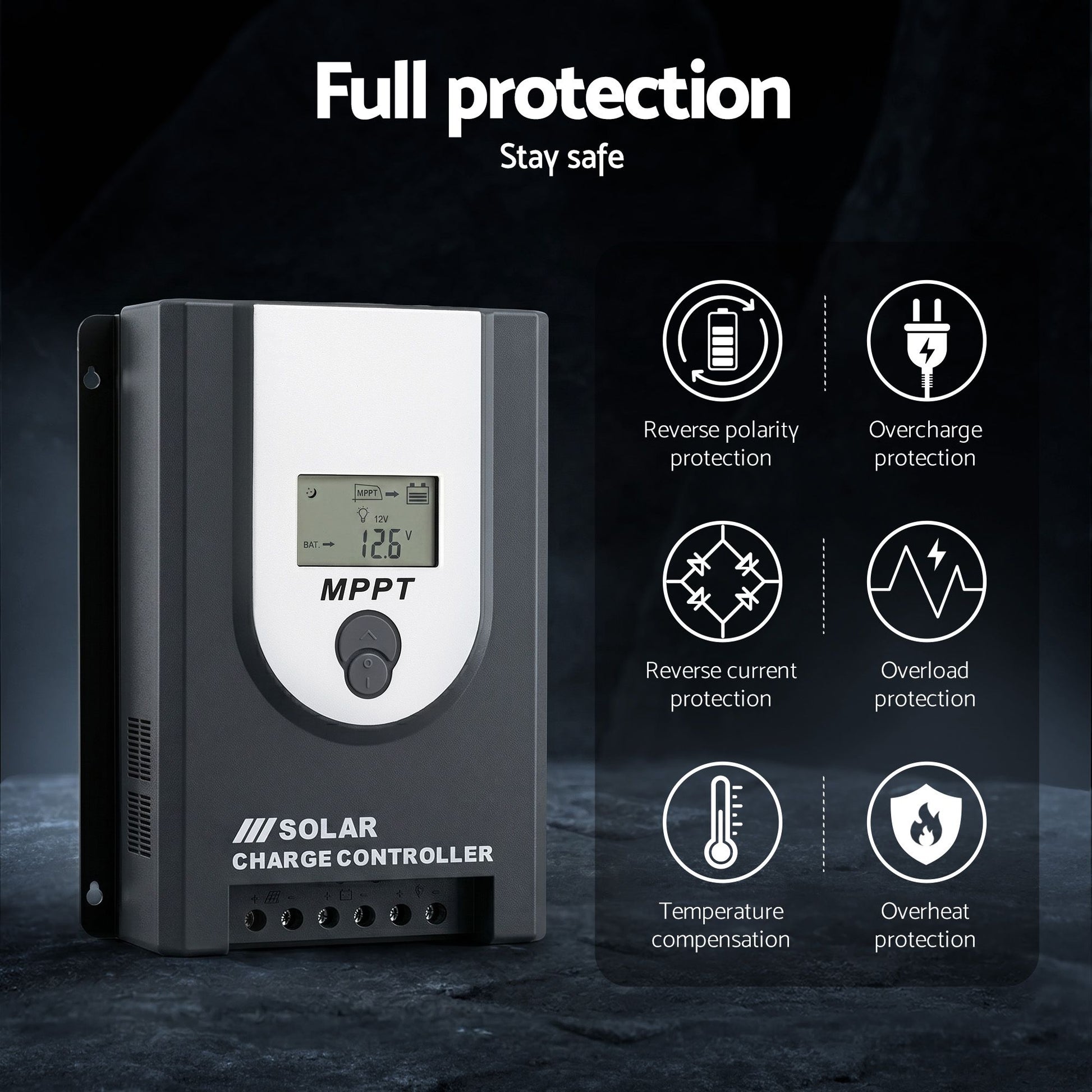 Giantz 50A MPPT Solar Charge Controller Auto 12V/24V Battery Regulator Bluetooth