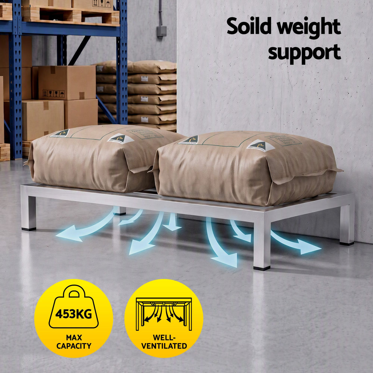 Giantz 60x25cm Dunnage Rack 2-Pack Stainless Steel Kitchen Floor Stand