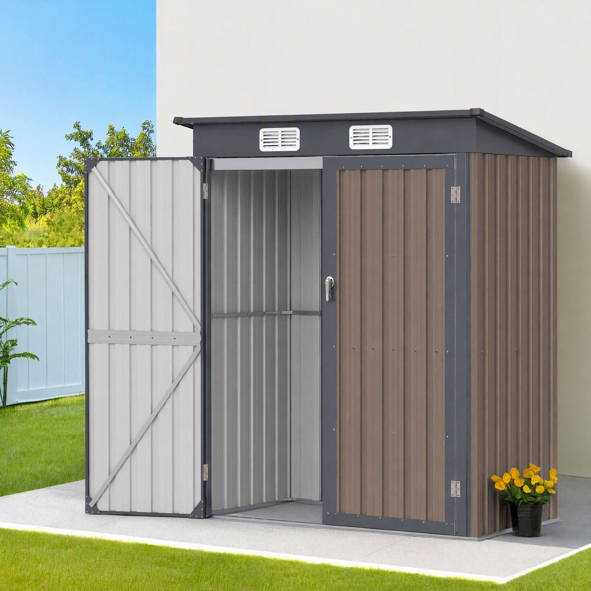 Giantz Garden Shed 1.62x1M Outdoor Storage Tool Workshop House Shelter Brown