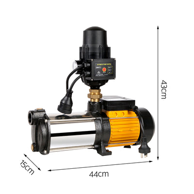 Giantz Garden Water Pump High Pressure 2500W Max 5-Stage Tank Irrigation Transfer Booster Pump Black