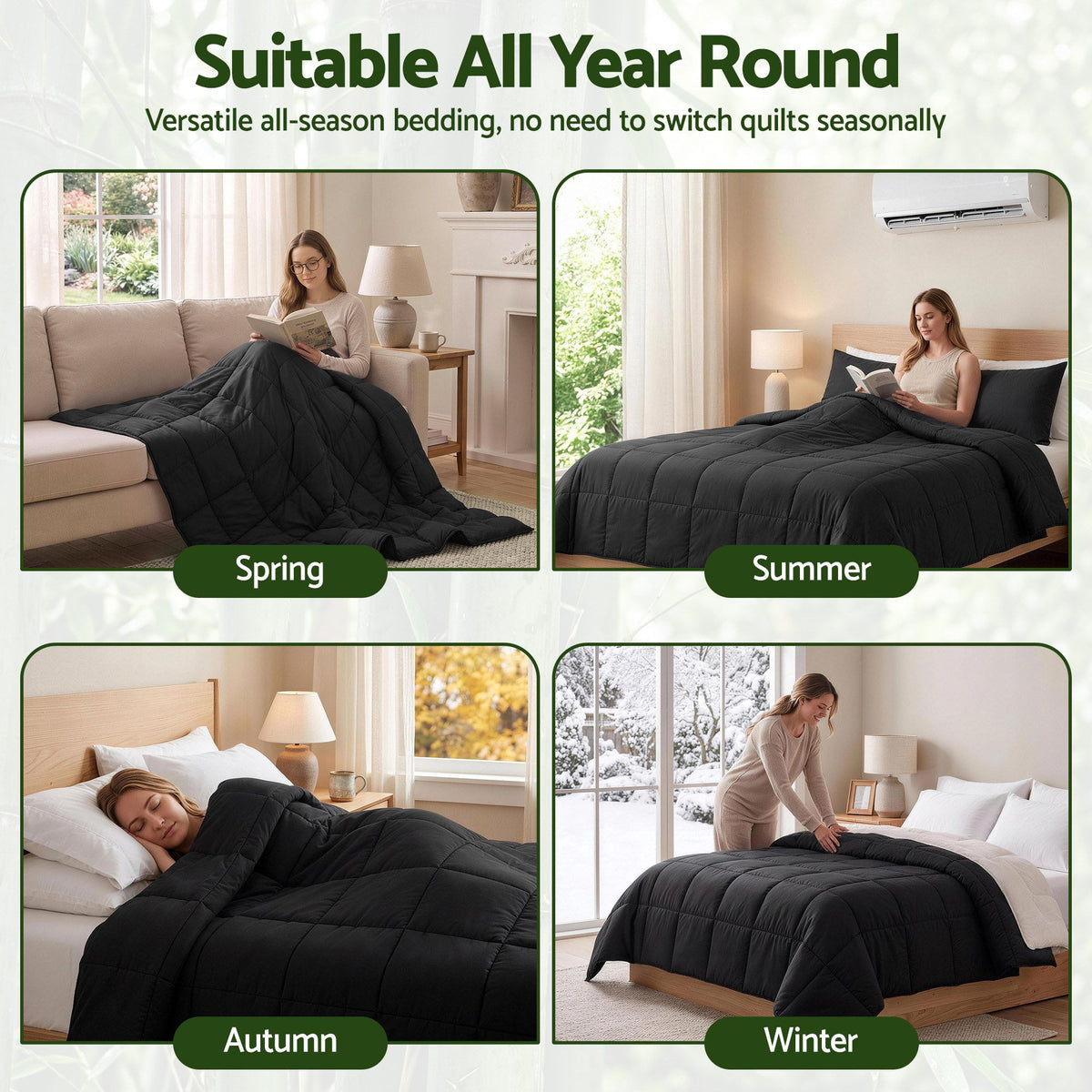 Giselle 200GSM Bamboo Microfibre Queen Quilt Lightweight All Season Doona Duvet