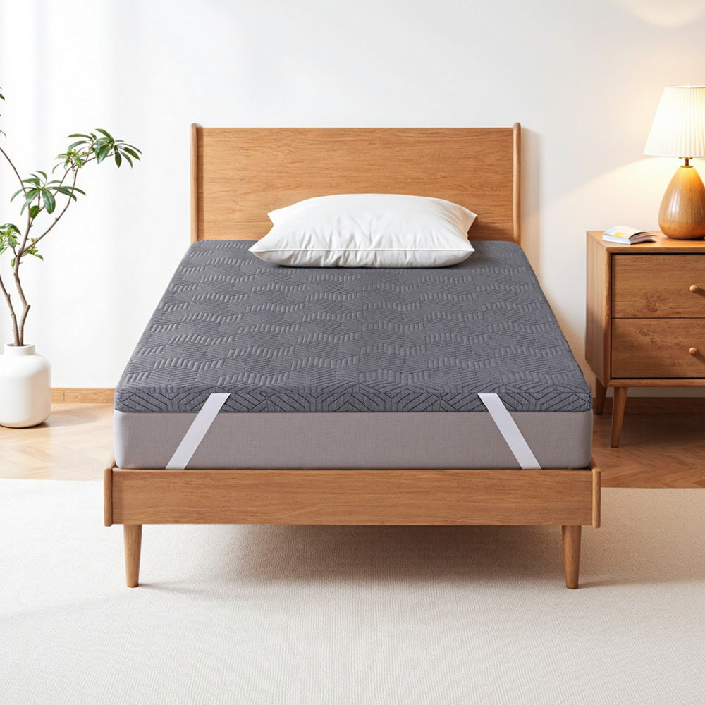 Giselle 8cm Memory Foam Mattress Topper Gel Dual Layer Foam Bamboo Single