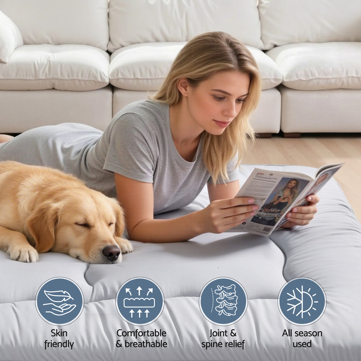 Giselle Bedding 10cm Japanese Floor Mattress Foldable Futon Mattress Washable Cover Straps