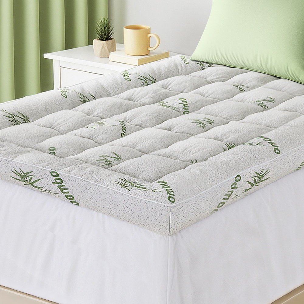 Giselle Bedding 1500GSM Pillowtop Mattress Topper Bamboo Mattress Pad for Back Pain Relief Washable 11cm Thick Bed Cover with 45cm Deep Pocket Single
