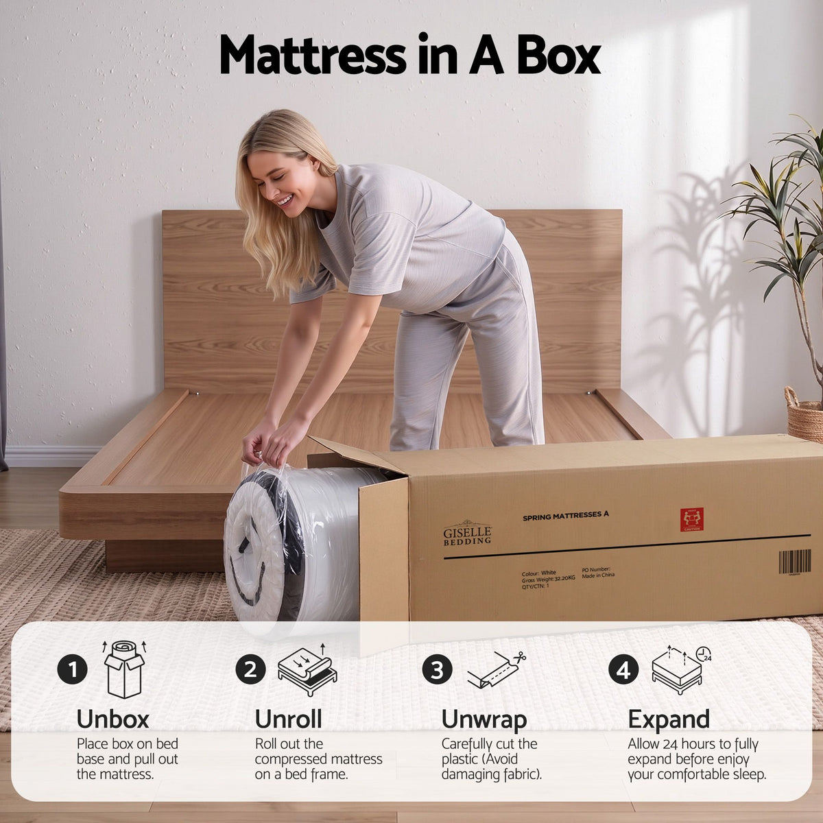 Giselle Bedding 31cm Mattress Euro Top King