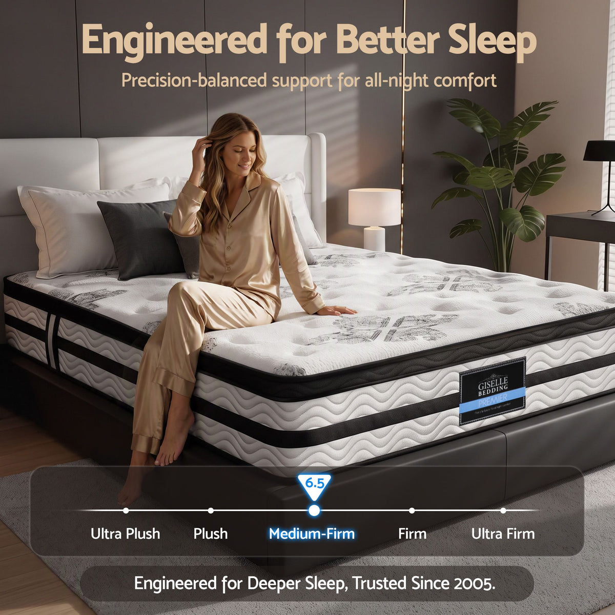 Giselle Bedding 34cm Mattress Euro Top Pocket Spring Super King