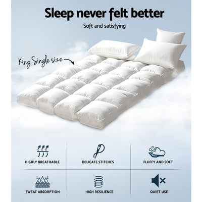 Giselle Bedding 5cm Bamboo Pillowtop Mattress Topper 1000GSM Mattress Pad for Back Pain Relief Washable Breathable Protector with 45cm Deep Pocket King Single