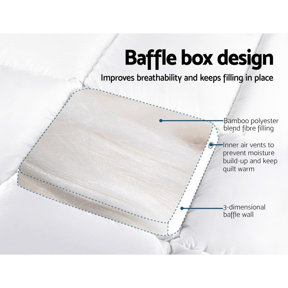 Giselle Bedding 5cm Bamboo Pillowtop Mattress Topper 1000GSM Mattress Pad for Back Pain Relief Washable Breathable Protector with 45cm Deep Pocket King Single