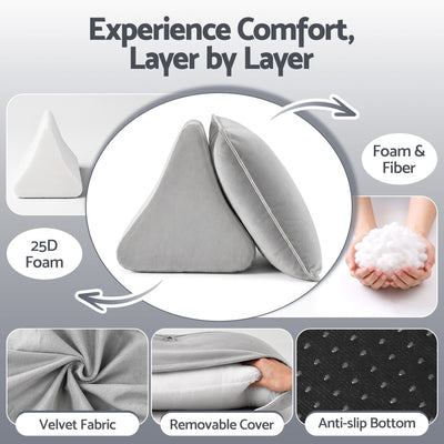 Giselle Bedding Back Pillow for Sitting in Bed, No-Collapse 25D High-Density Base, Ergonomic Lumbar Support Pillow for Gaming, Nursing & Floor Tatami, 90% Shredded Sponge Cushion with Washable Velvet Cover