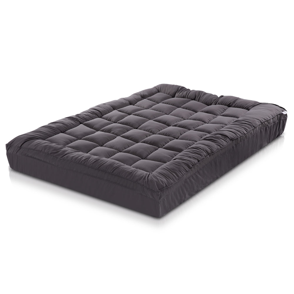 Giselle Bedding Bamboo Charcoal Filling Pillowtop Topper 1000GSM 5cm Thick Pillowtop Pad for Back Pain Relief Washable with 45cm Deep Pocket King