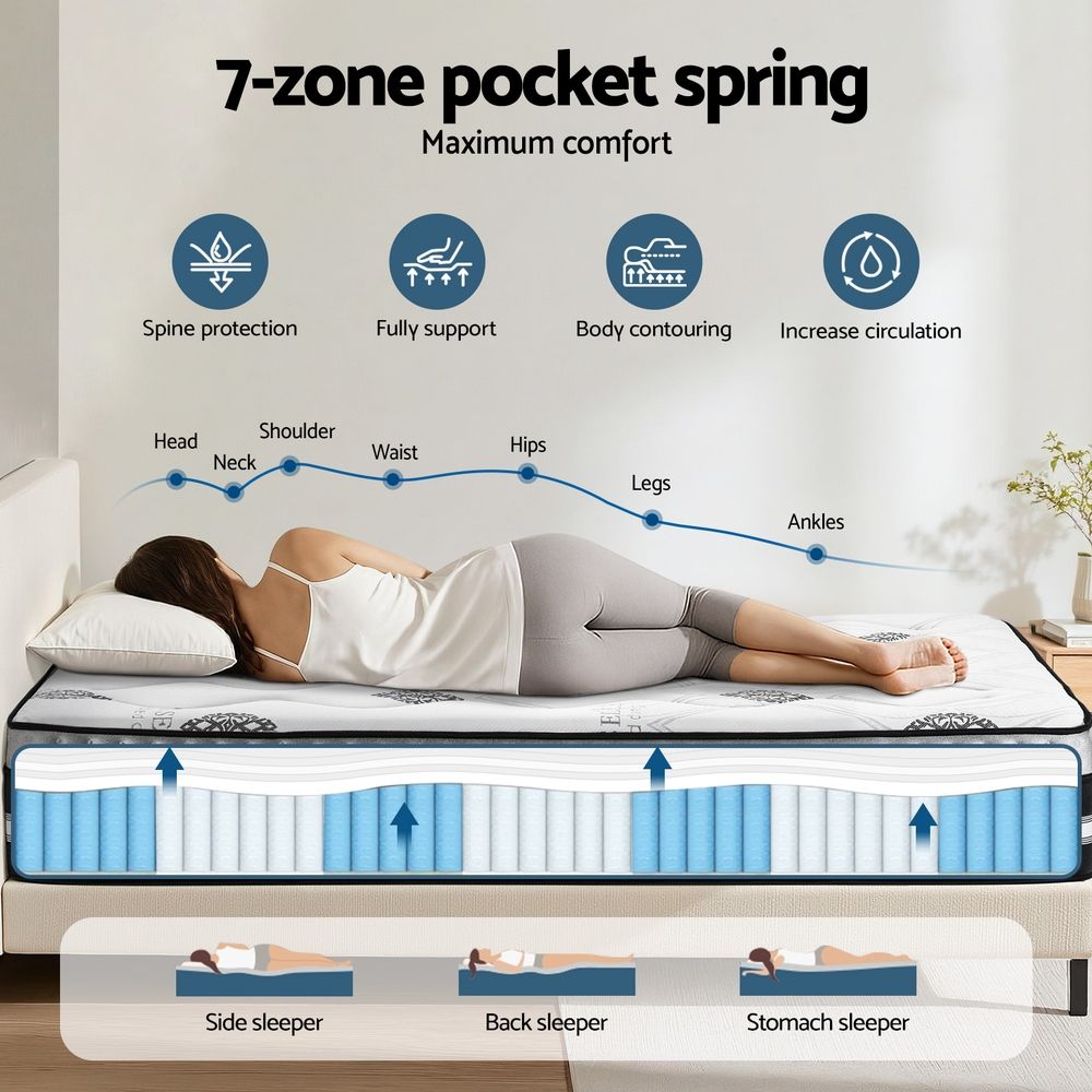 Giselle Bedding King Mattress 35cm Bed in a Box Pocket Spring Gel Memory Foam