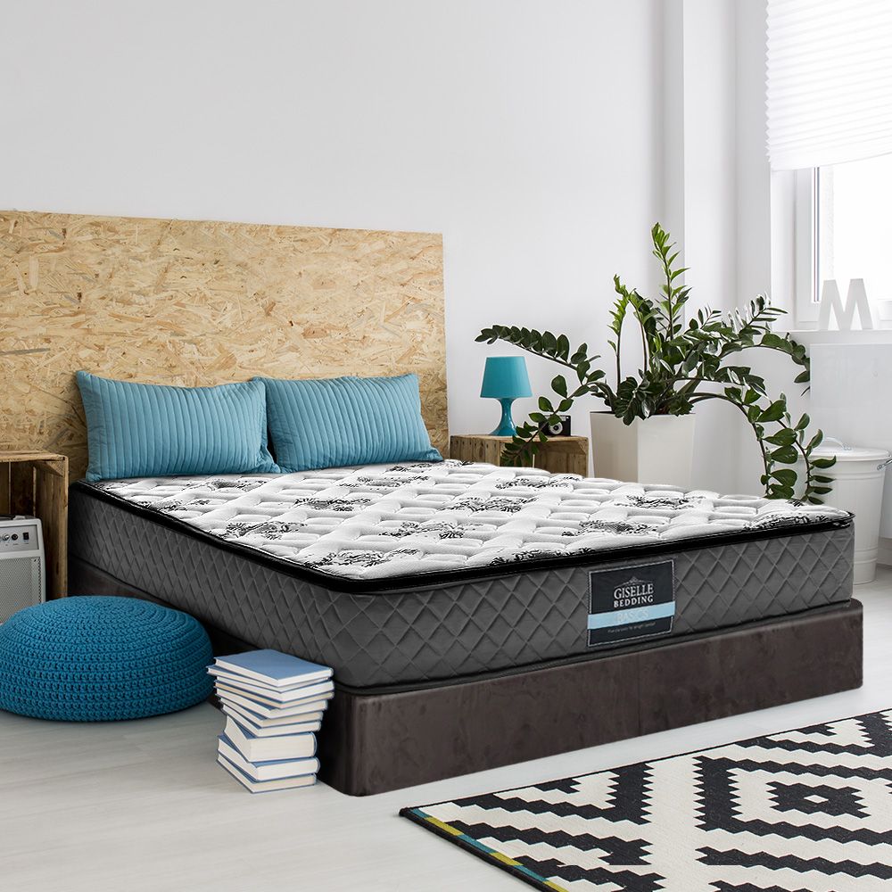 Giselle Bedding King Single Mattress 24cm Pillow Top Bonnell Spring Egg Crate