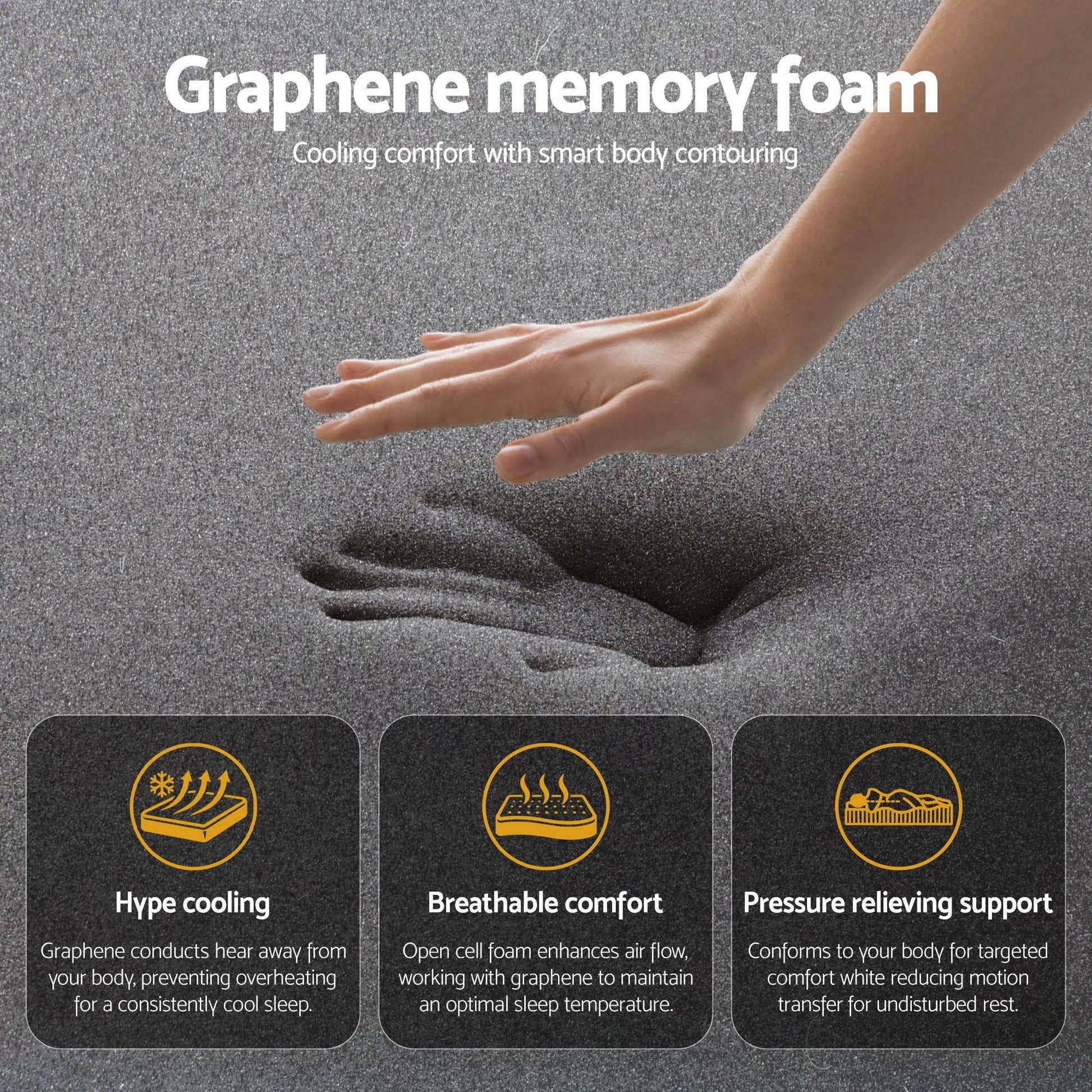Giselle Bedding King Single Mattress 35cm Euro Top with Graphene Cooling Comfort Medium Firm