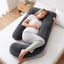 Giselle Bedding Pregnancy Pillow G-Shaped Full Body Pillow for Back and Belly Support Maternity Pillow with Removable Cover, Dark Grey 135x70 cm